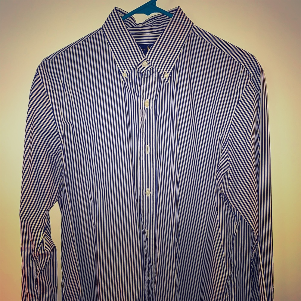 Ralph Lauren Blue and White Striped Shirt